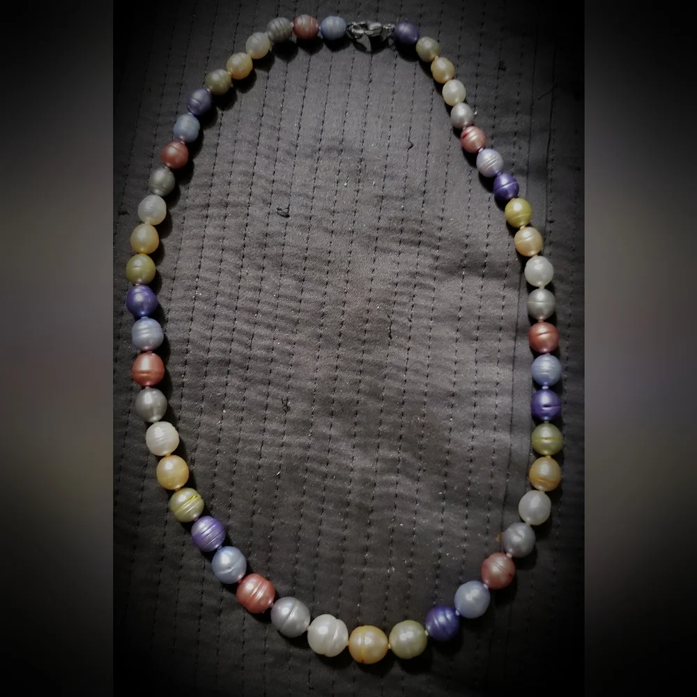 Honora Collection Multi-Color Pearl Necklace With Pouch And Box 925 And H Stamps - Picture 3 of 12
